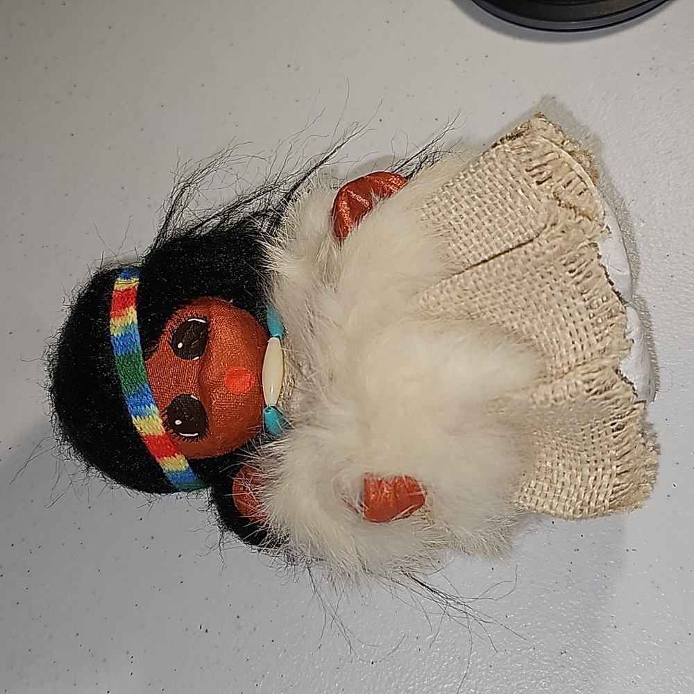 Native American Indian Woman & baby Paper Mache Doll Apache Handmade Vintage